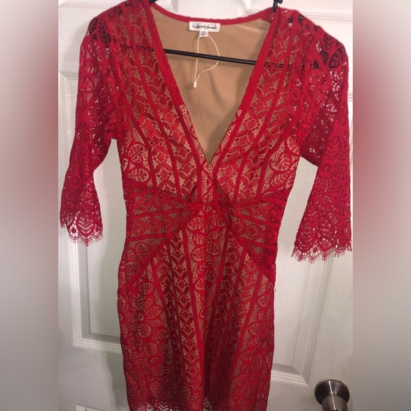 For Love and Lemons Red Lace Dress - Picture 2 of 4